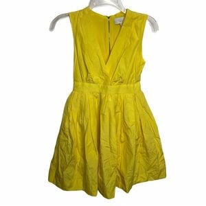 NWT Adam Adam Lippes Size 0 Silk Cotton Yellow Dress V-neck A-line Short
